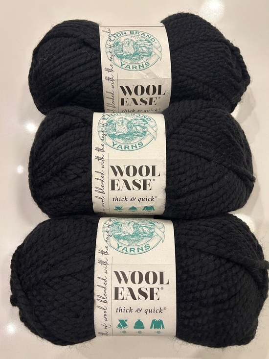 Lion Brand Yarn Other - Lion Brand Wool Ease Thick & Quick Yarn-Black (3-Pack)